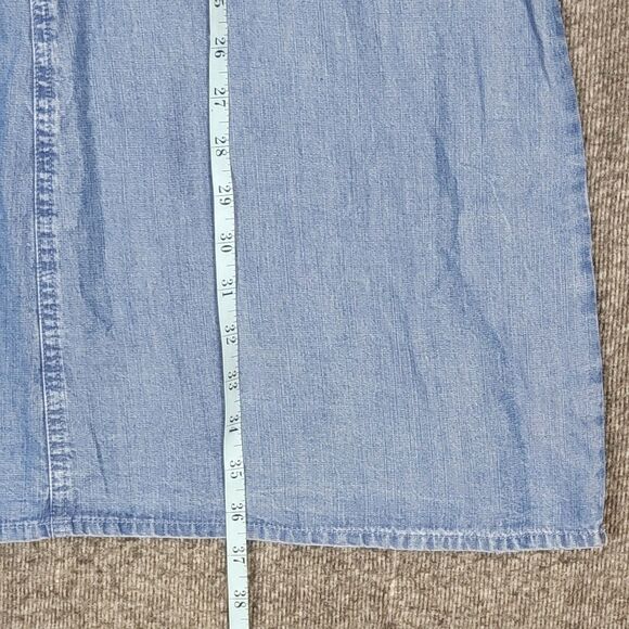 Spense Dress Womens S Blue Chambray Short Sleeve Scoop Neck Knee Length Shift - Picture 4 of 12